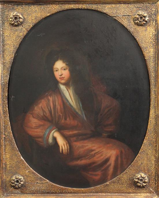 19th century English School Portrait of an 18th century gentleman, 16.5 x 13.5in.